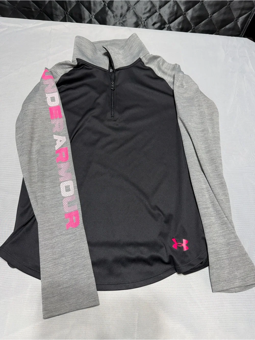 Youth Under Armour Black and Grey Performance Quarter-Zip‎ Pullover
